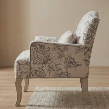 Beige Linen Queen Accent Chair Armchair Living Room, 4 of 6