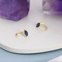 Marquise Sapphire Blue Cz Huggie Hoops, thumbnail 7 of 12