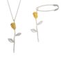 Rose Sterling Silver Necklace Safety Pin Earring Set, thumbnail 2 of 3