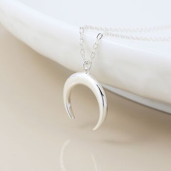 Sterling Silver Crescent Moon Pendant Necklace, 4 of 4