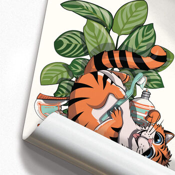 Tiger Cleaning Teeth, Funny Bathroom Home Decor Poster, 4 of 7