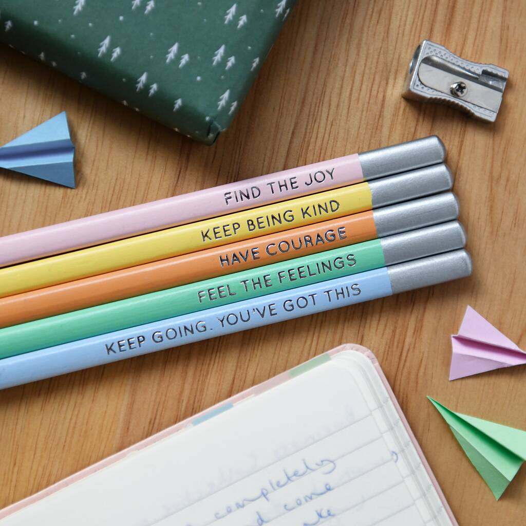 Set Of Five Positive Daily Reminder Pencils, 1 of 8