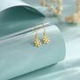 Sterling Silver Minimalist Snowflake Drop Hook Earrings, thumbnail 2 of 11