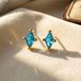 Tiny Turquoise Stud December Birthstone Earrings, thumbnail 1 of 4