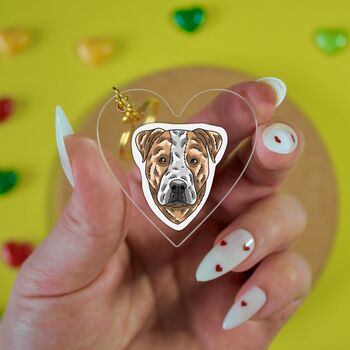 Custom Staffordshire Bull Dog Chest Portrait Keyring, 3 of 6