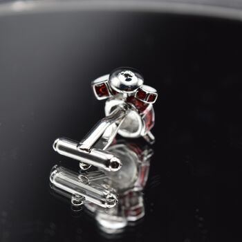 Drum Kit Silver And Red Cufflinks Gift For Musicians | 316 L Stainless Steel Accessory, 4 of 5