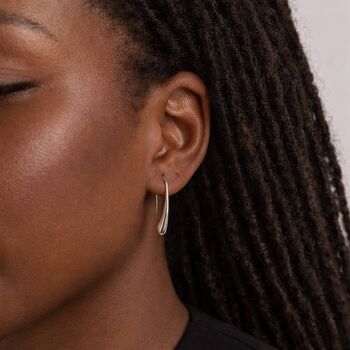 Silver Plated Molten Teardrop Earrings – 25mm X 7mm, 3 of 5