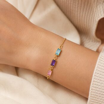 Personalised Create Your Own Baguette Cut Birthstones Bracelet, 8 of 9