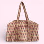 Block Print Flower Cotton Weekend Duffle Bag, thumbnail 1 of 9