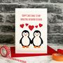 'Penguins In Love' Handmade Christmas Card, thumbnail 1 of 3