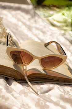 Cream Thick Diamond Frame Sunglasses, 6 of 9