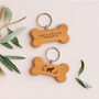 'Home Is Where My Cockapoo Is' Oak Dog Bone Keyring, thumbnail 1 of 3