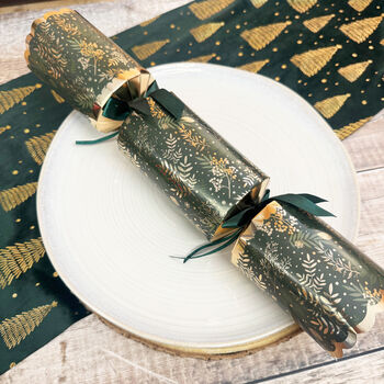 Deluxe Green Christmas Crackers Set Of Six, 2 of 5
