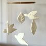 Linen Bird And Leaf Mobile Nursery Decor, thumbnail 2 of 9