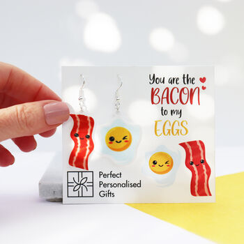 You Are The Bacon To My Eggs Valentine's Earrings, 4 of 12