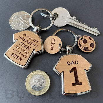 Personalised Football Shirt Number One Dad Keyring, 5 of 7