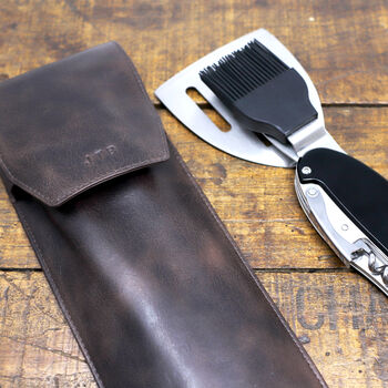 BBQ Tool With Personalised Leather Sleeve, 3 of 7