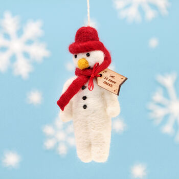 Personalised Felt Snowman Christmas Tree Decoration, 6 of 7
