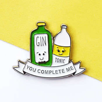 'You Complete Me' Gin And Tonic Pin Badge, 3 of 4