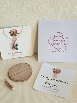 Floral Hand Painted Initial Letter Necklace Gift, 5 of 11