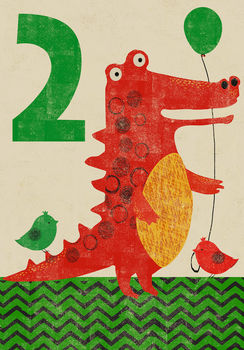 Age Two Crocodile Greetings Card, 2 of 2