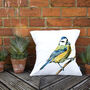 Inky Blue Tit Water Resistant Outdoor Garden Cushion, thumbnail 7 of 8
