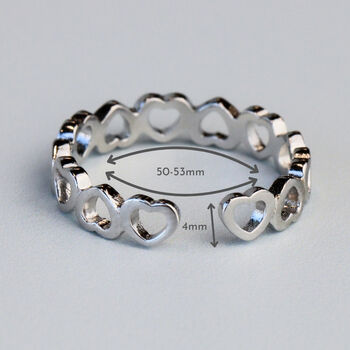 Sterling Silver Heart Link Adjustable Ring, 3 of 6