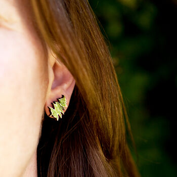 Inky Fern Birch Stud Earrings With Hypoallergenic Posts, 2 of 8