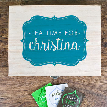 Personalised Wooden Tea Box Filled With Tea, 2 of 5