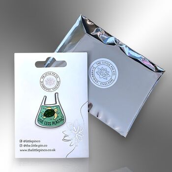 Green Use Less Plastic Turtle Carrier Bag Enamel Pin, Gifts For Environmentalists, Conservationists And Ecologists, 5 of 8