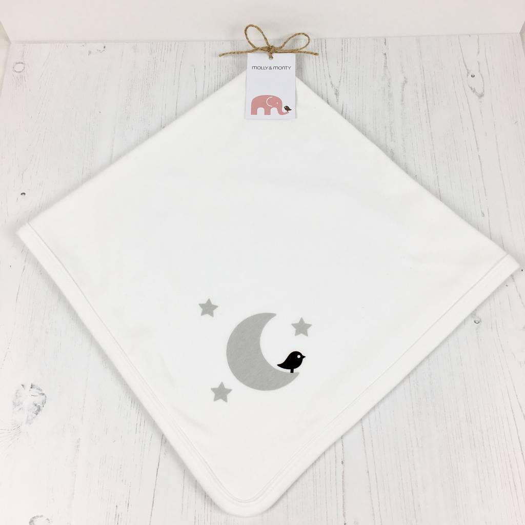 organic baby blanket moon by molly & monty