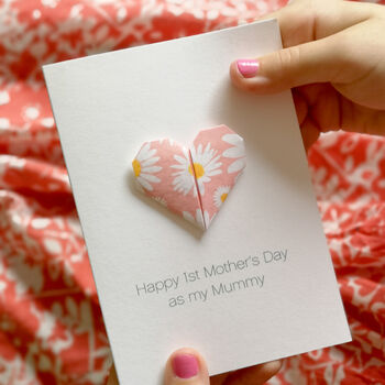 Personalised Mother's Day Origami Flower Heart Card, 2 of 5