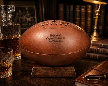 Personalised Vintage Full Cowhide Leather Rugby Ball, 2 of 11