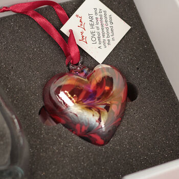 Bows And Hearts Happy Anniversary Stemless Glass With Red Heart Gift Set, 5 of 7
