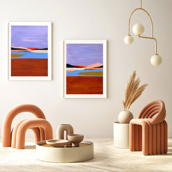 Lavender Sky Abstract Landscape Set Of Three, 3 of 10