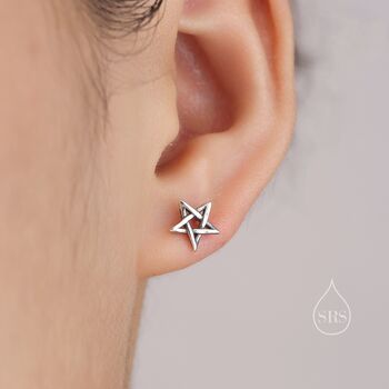 Sterling Silver Pentagram Stud Earrings, 4 of 11