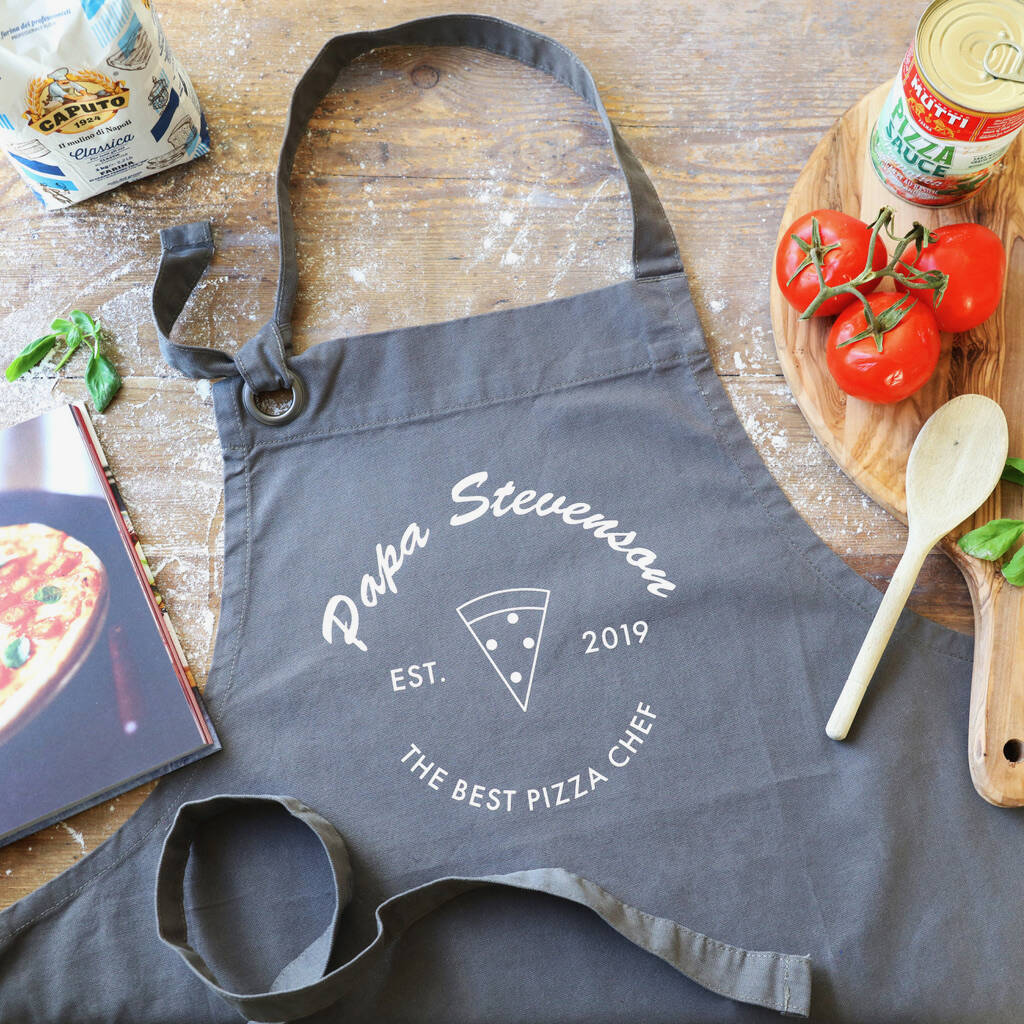 Personalised 'Best Pizza Chef' Grey Apron By Lisa Angel