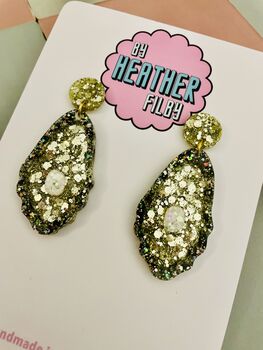 Seaside Sparkle Oyster Shell Glitter Resin Earrings, 2 of 4