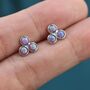 Purple Opal Dot Circle Trio Stud Earrings, thumbnail 4 of 9