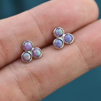 Purple Opal Dot Circle Trio Stud Earrings, 4 of 9