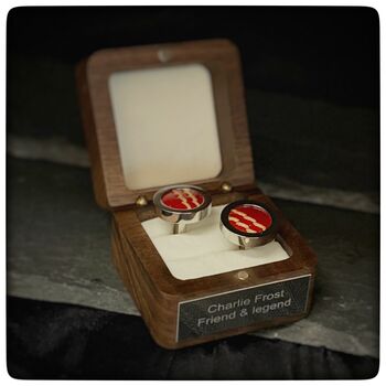 Personalised Cricket Ball Leather Cufflinks, 9 of 11