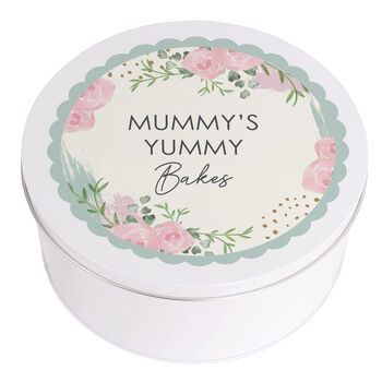 Personalised Abstract Rose Round Cake Storage Tin, 5 of 5