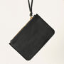 Black Leather Wristlet Clutch Bag, thumbnail 1 of 6