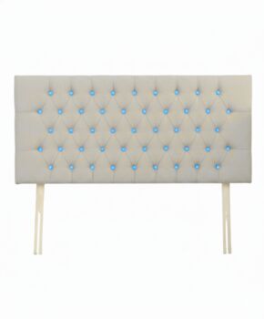Upholstered Linen Single Headboard With Contrast Button Tufting, 7 of 11