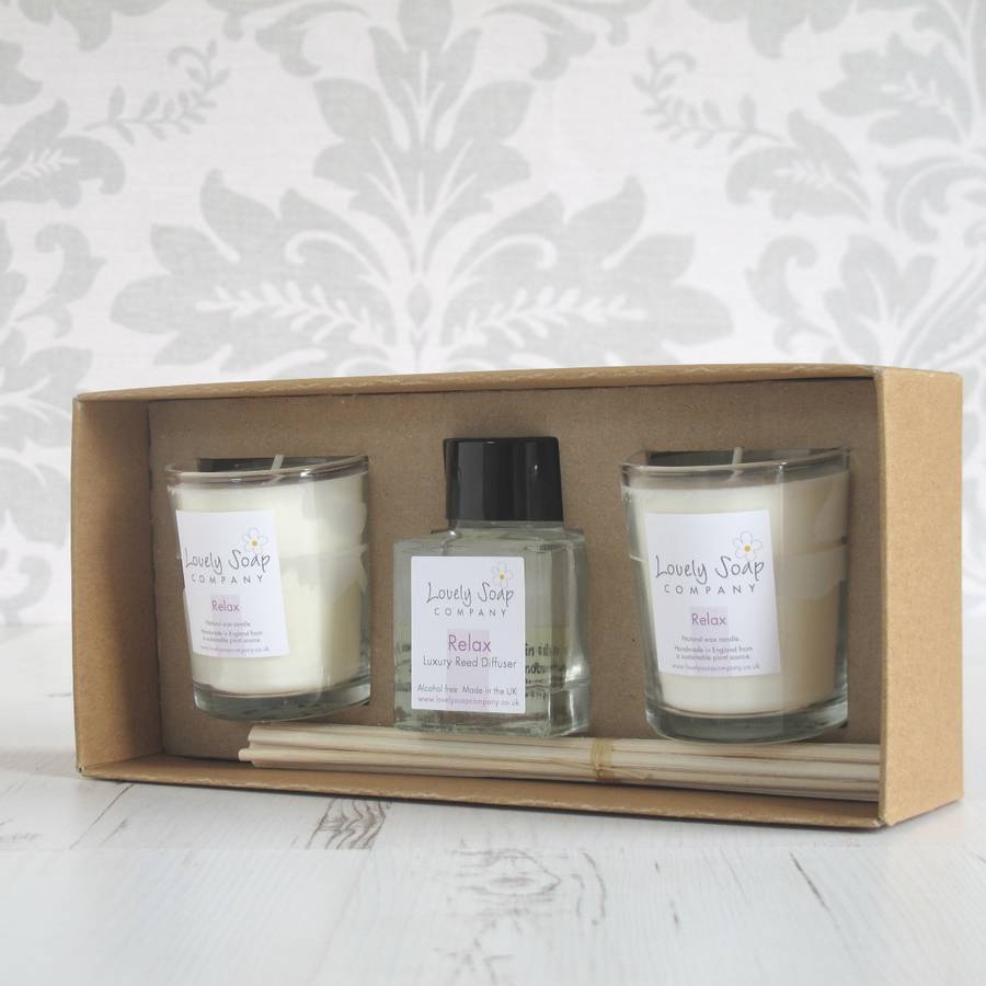 Aromatherapy Reed Diffuser And Candles Gift Set By Lovely Soap Company