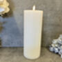 23cm White Ribbed LED Pillar Candle – Real Wax, thumbnail 4 of 12