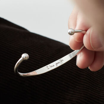 Personalised Men's Handwriting Torque Bracelet, 2 of 6