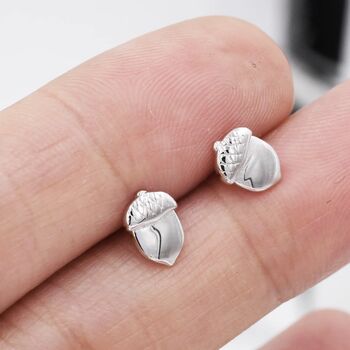 Acorn Nut Stud Earrings In Sterling Silver, 6 of 12