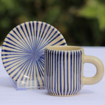 River Of Ganga Ceramic Espresso Cup And Saucer, 2 of 3