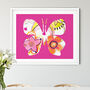 Pink Tropical Butterfly Print, thumbnail 1 of 5